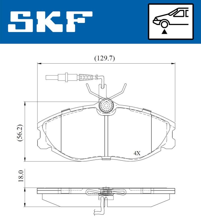 Jeu de 4 plaquettes de frein SKF ref. VKBP 80770 E